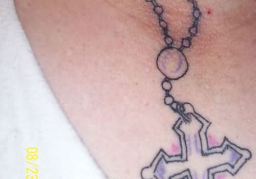 Rosary Cross And Neck Chain Tattoo